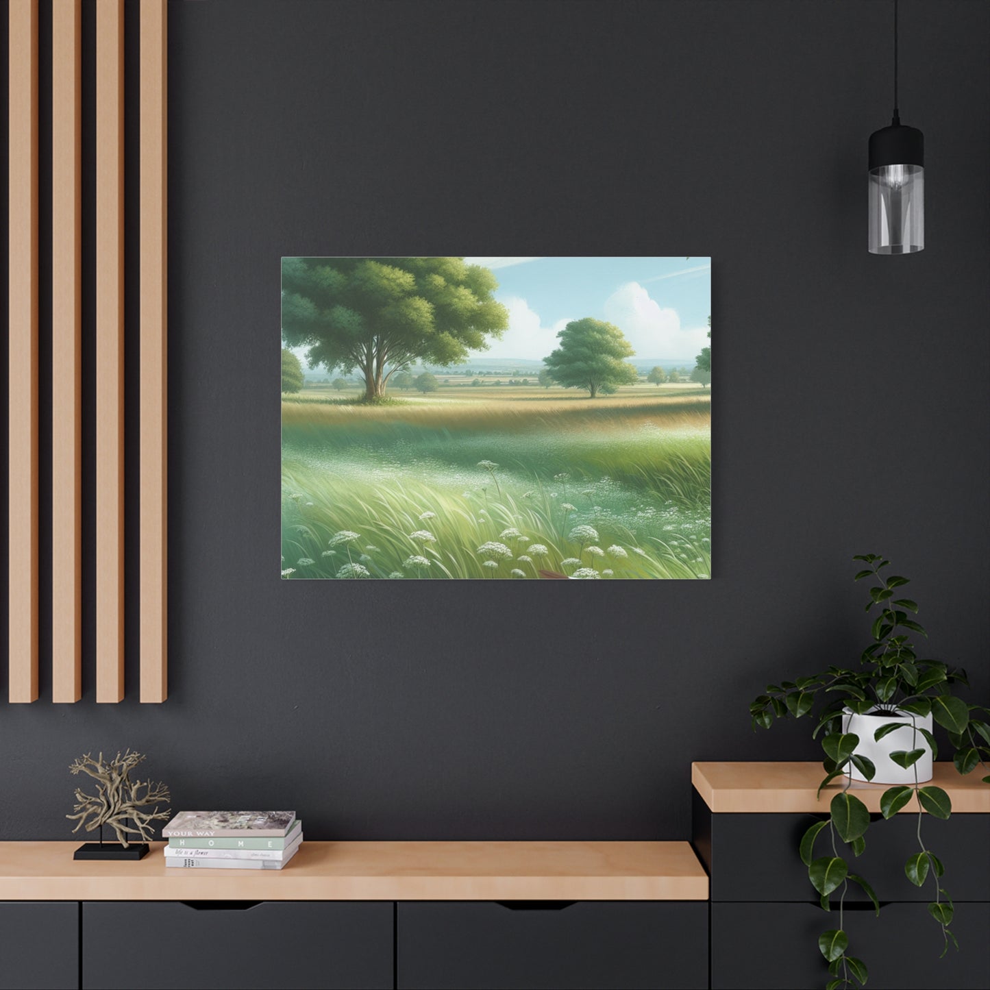 Matte Canvas, Stretched, 1.25" - Serene Green Landscape Painting