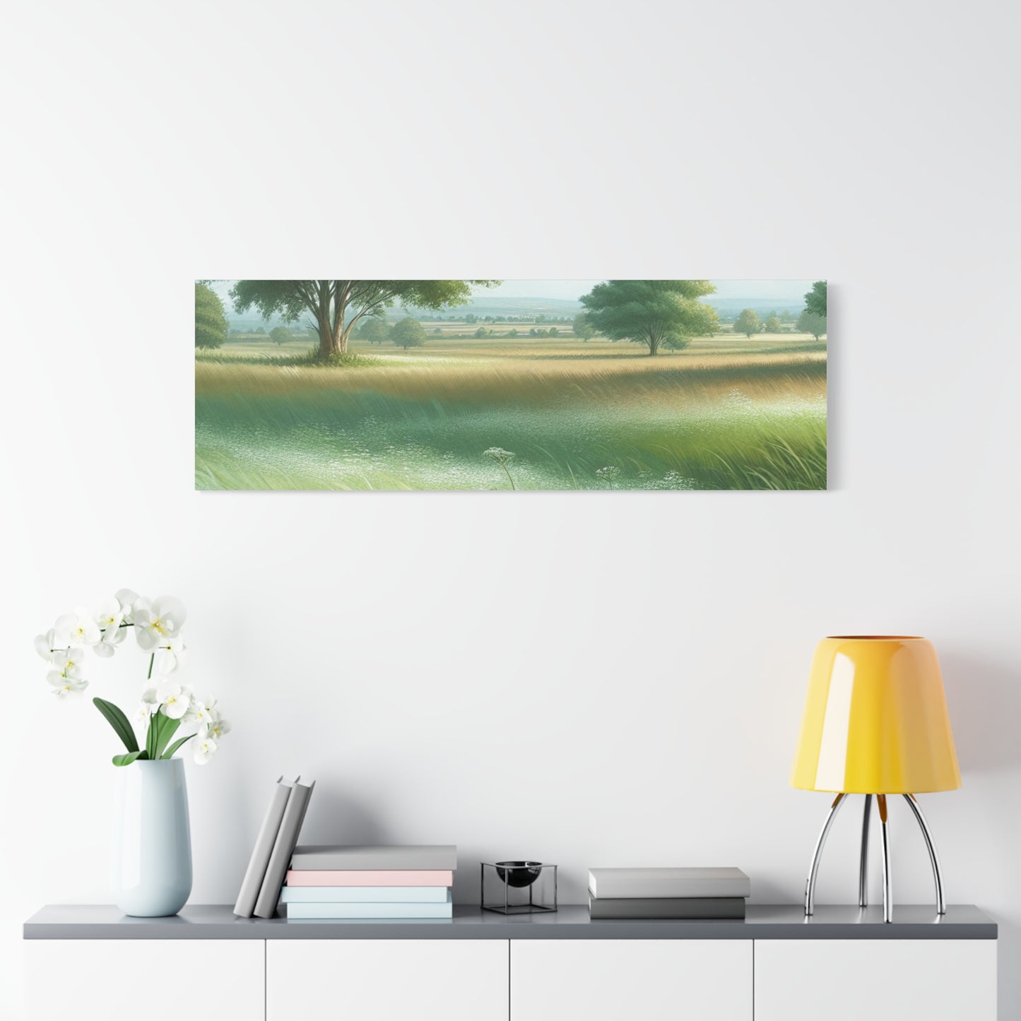 Matte Canvas, Stretched, 1.25" - Serene Green Landscape Painting