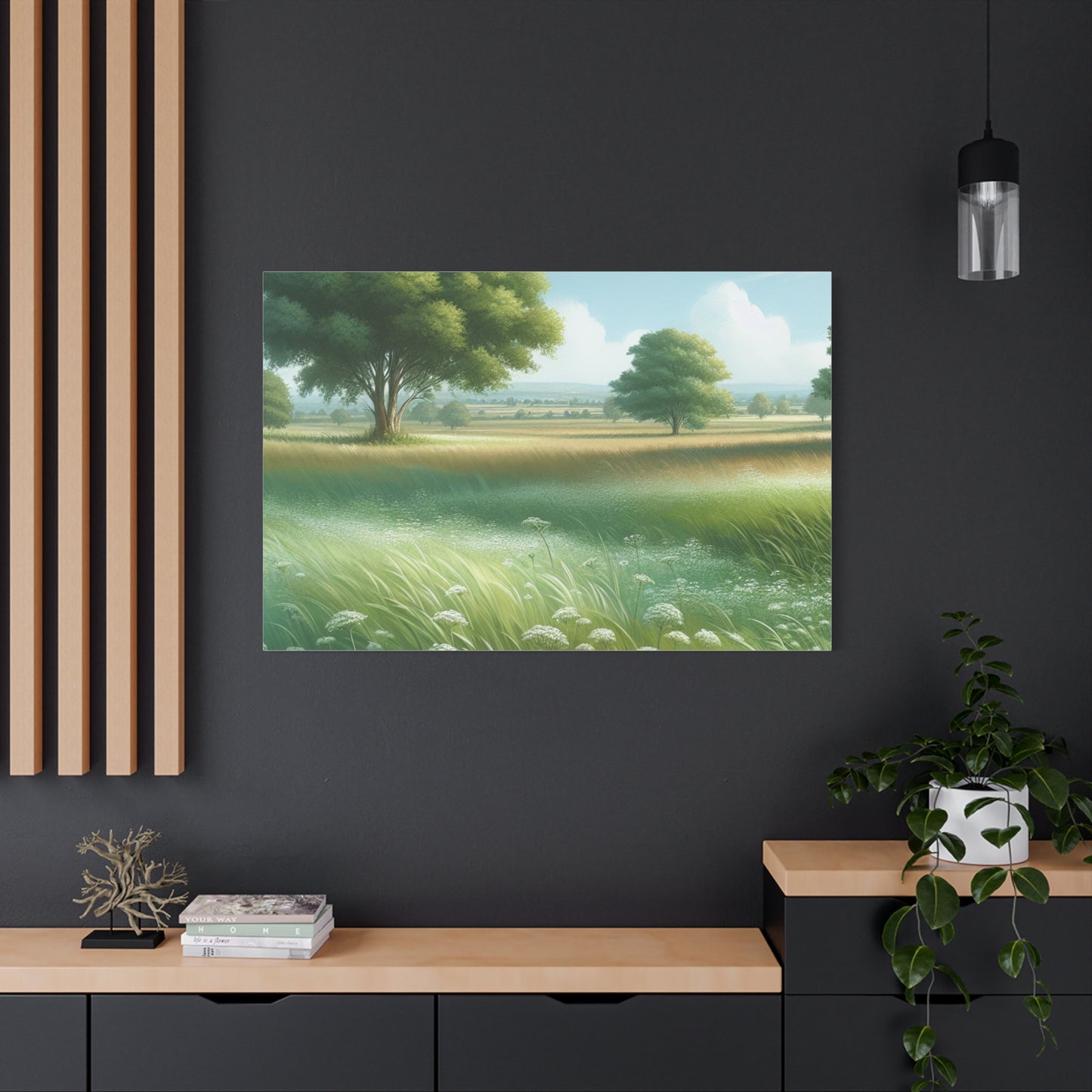 Matte Canvas, Stretched, 1.25" - Serene Green Landscape Painting