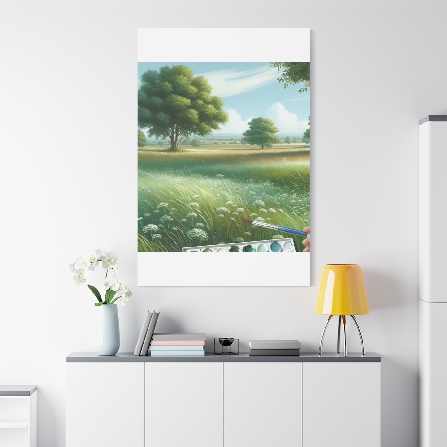 Matte Canvas, Stretched, 1.25" - Serene Green Landscape Painting