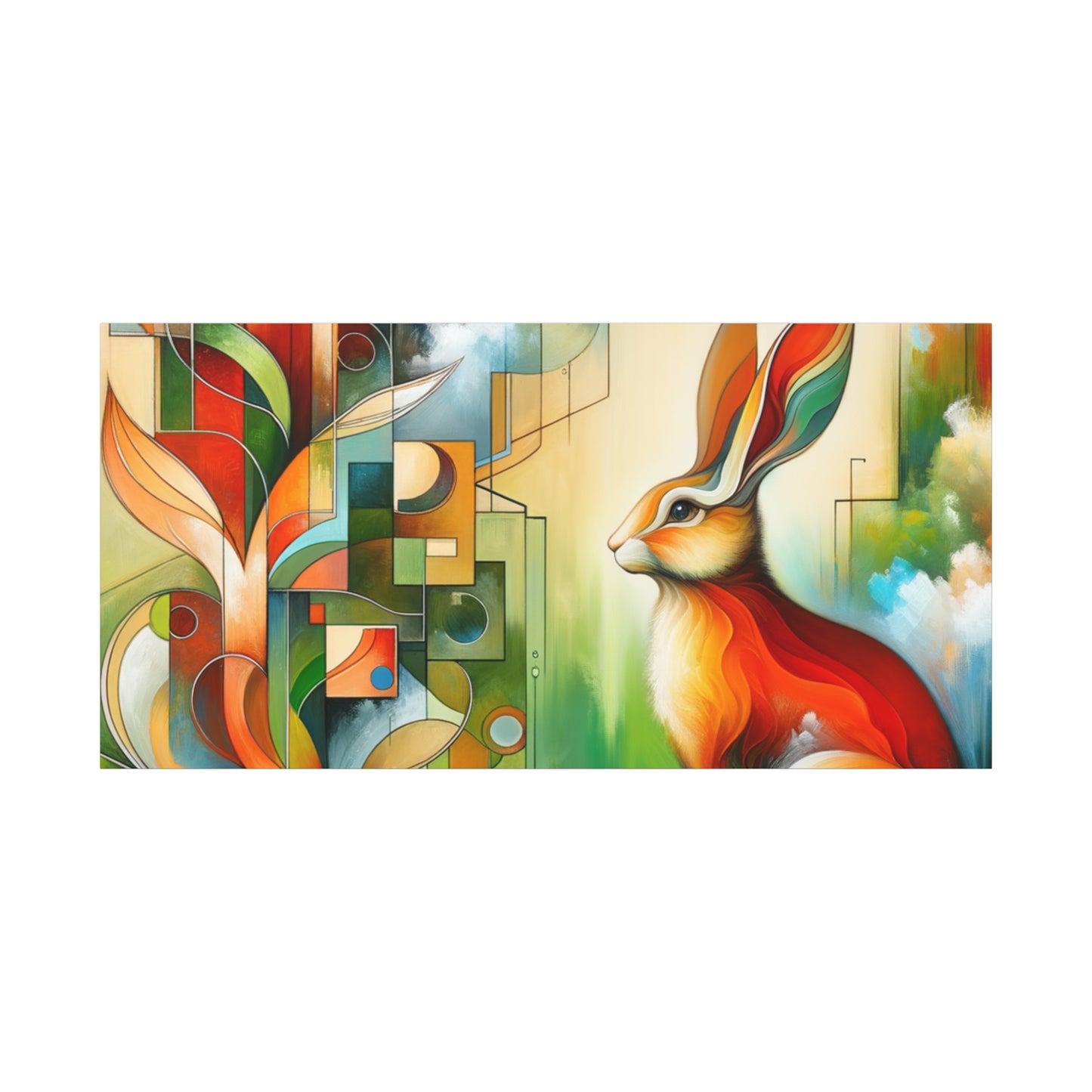 Geometric Rabbit Art - Matte Canvas, Stretched, 1.25"