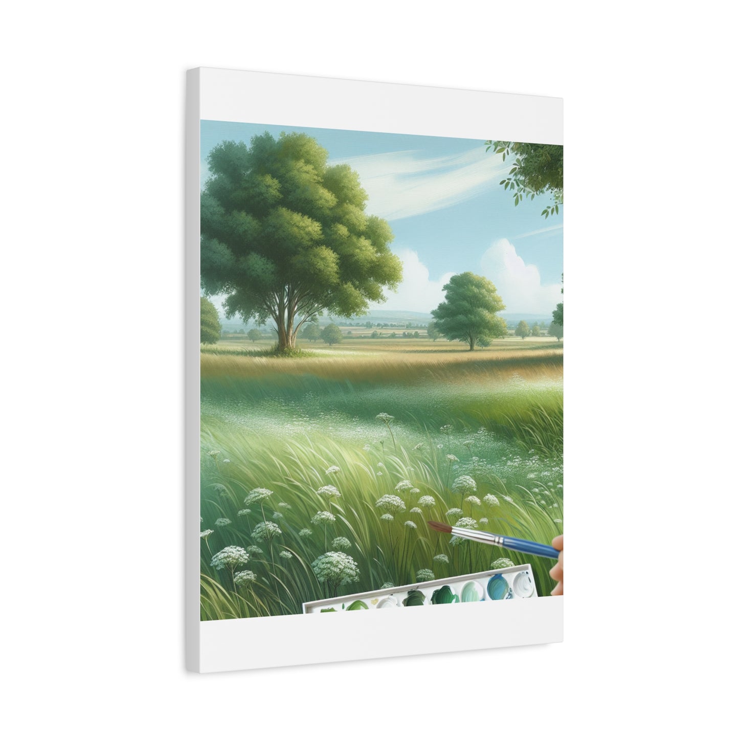 Matte Canvas, Stretched, 1.25" - Serene Green Landscape Painting