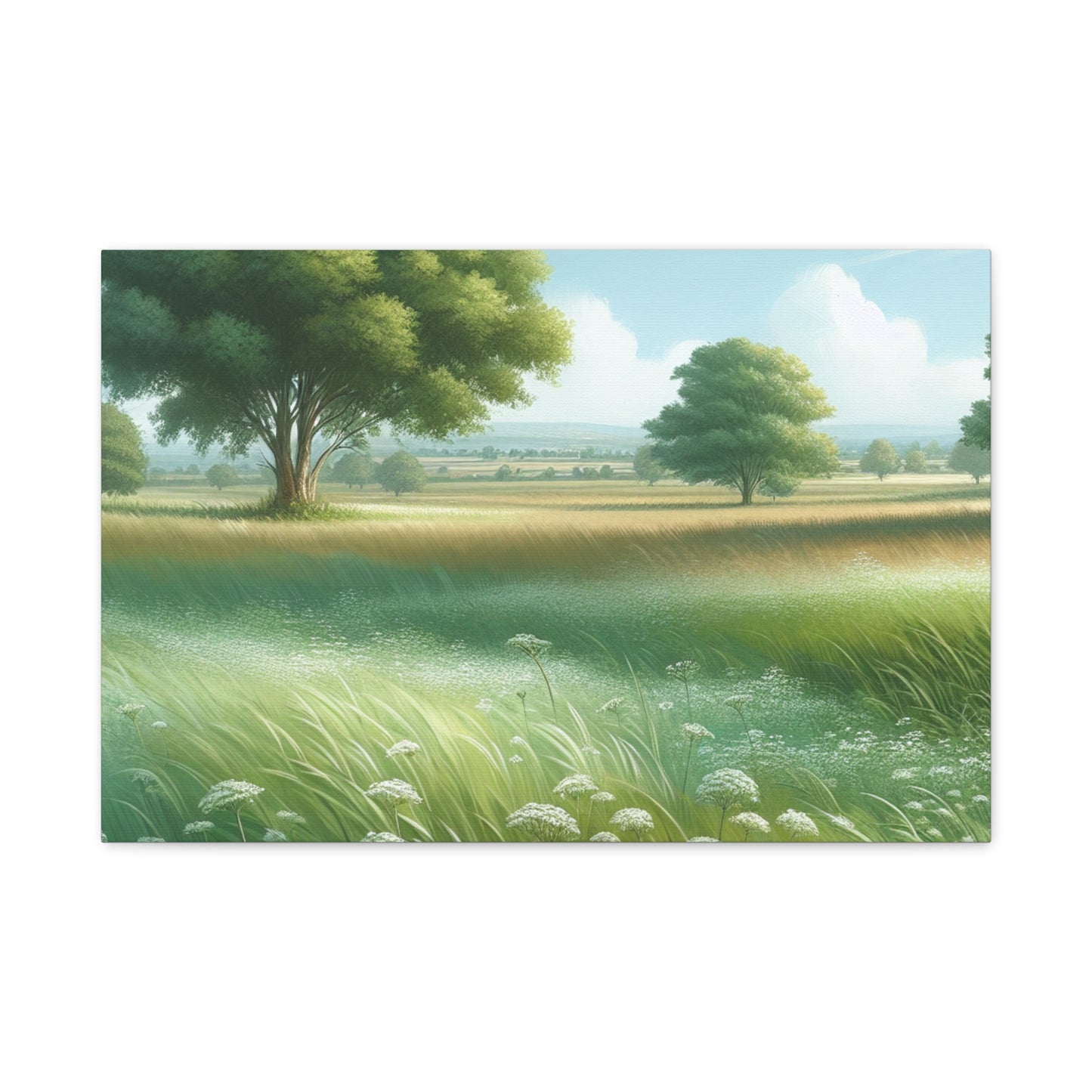 Matte Canvas, Stretched, 1.25" - Serene Green Landscape Painting