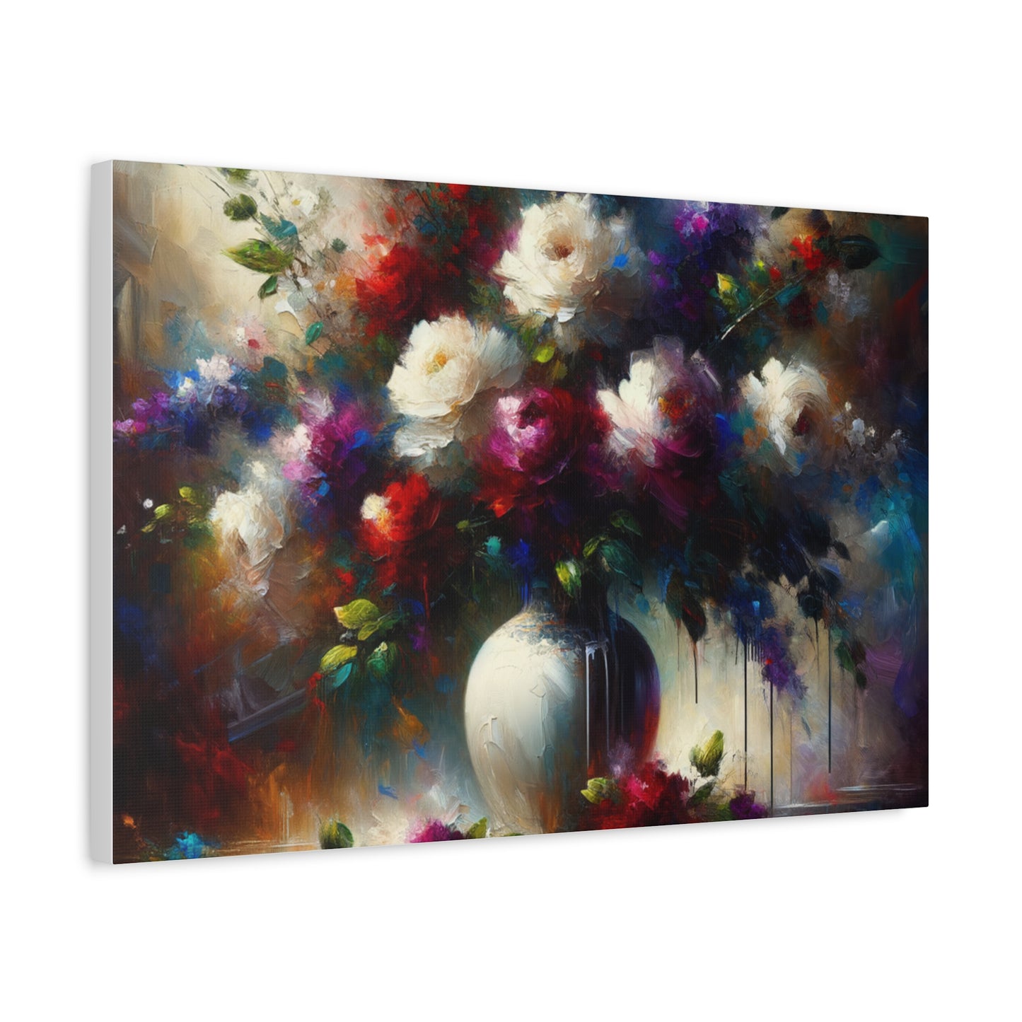 Vibrant Floral Vase - Matte Canvas, Stretched, 1.25"