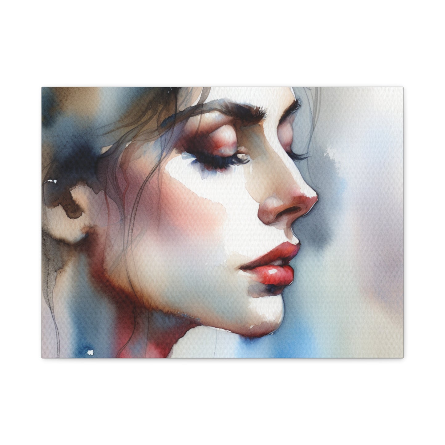 Matte Canvas 1.25" Stretched - Serene Watercolor Portrait