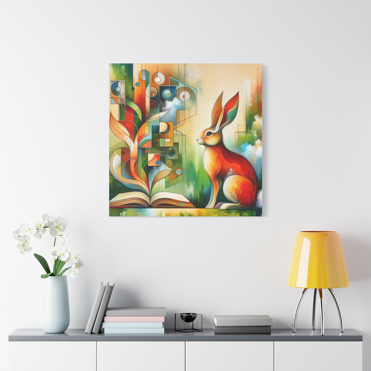 Geometric Rabbit Art - Matte Canvas, Stretched, 1.25"