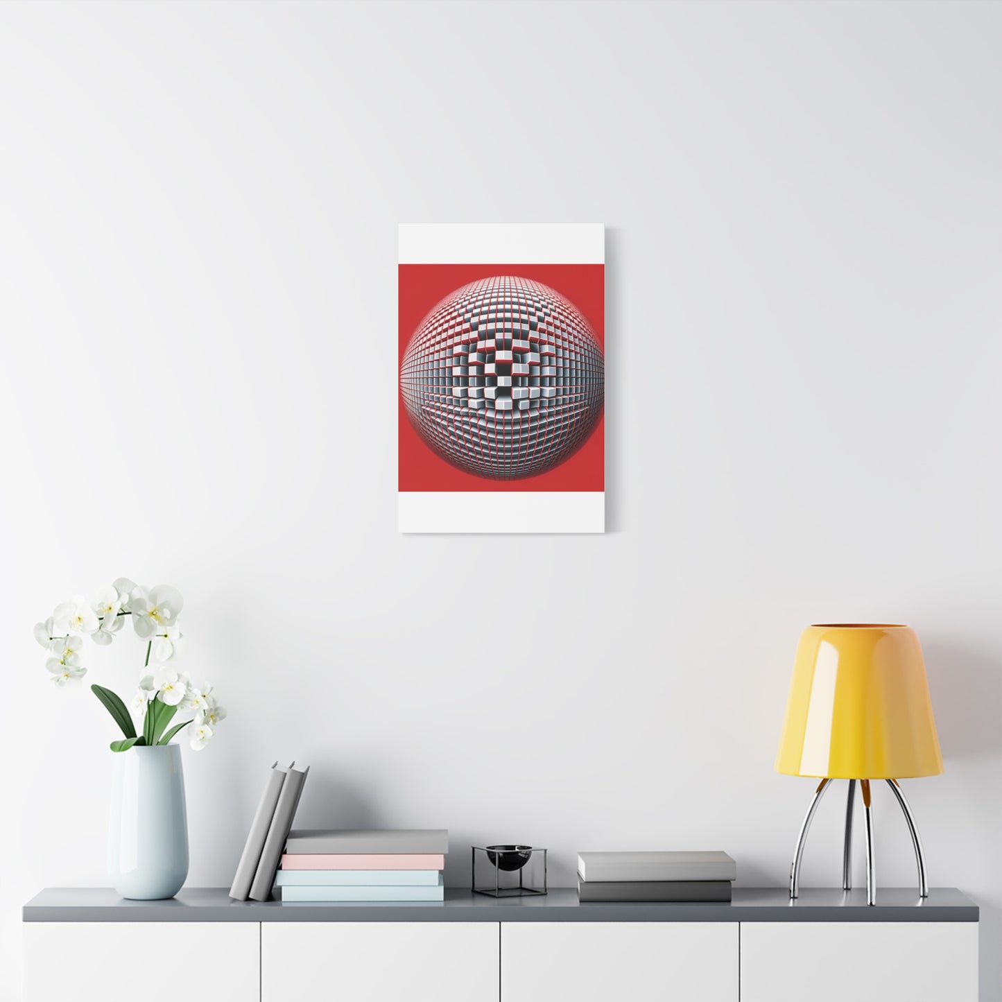 Red Geometric Sphere - Matte Canvas, Stretched, 1.25"