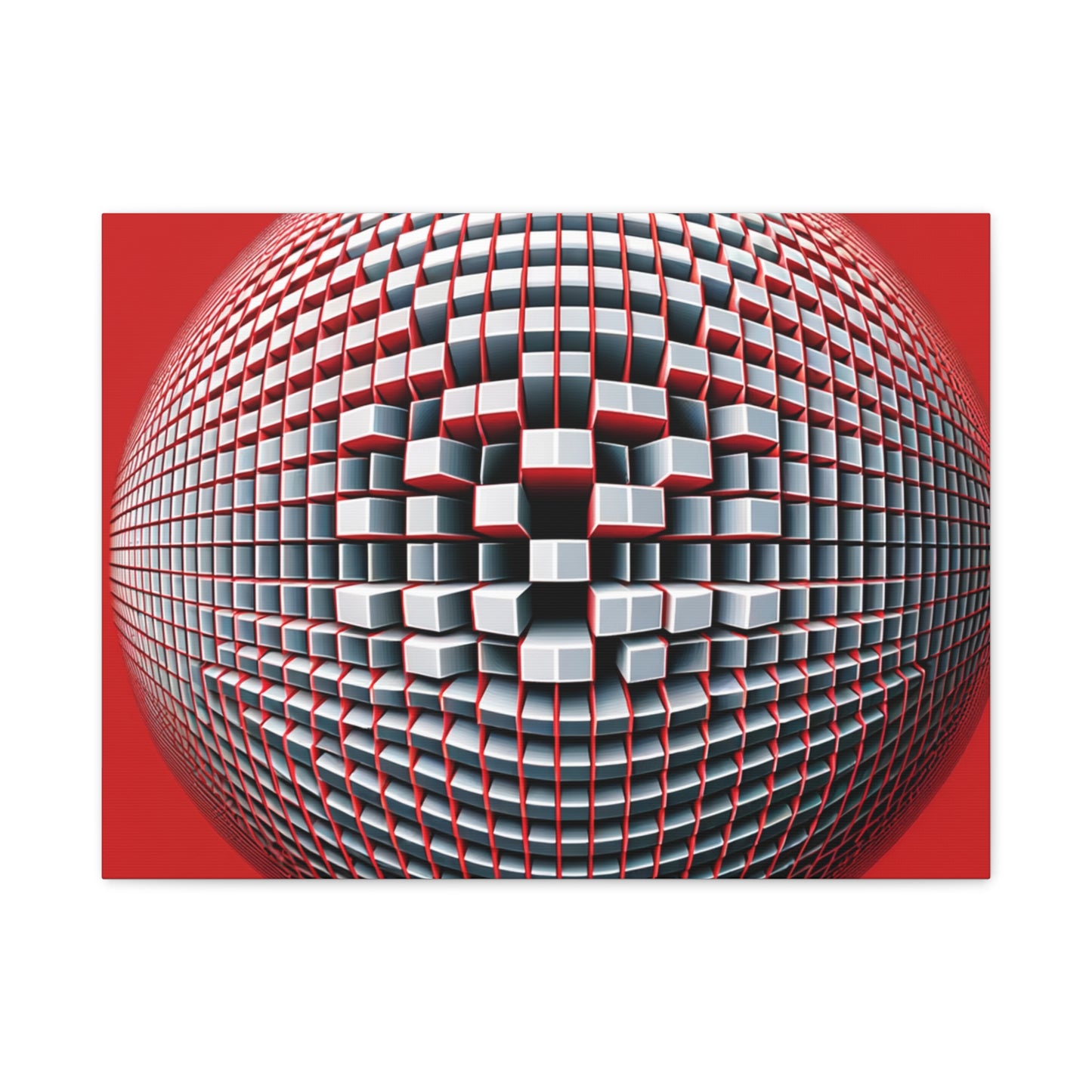 Red Geometric Sphere - Matte Canvas, Stretched, 1.25"