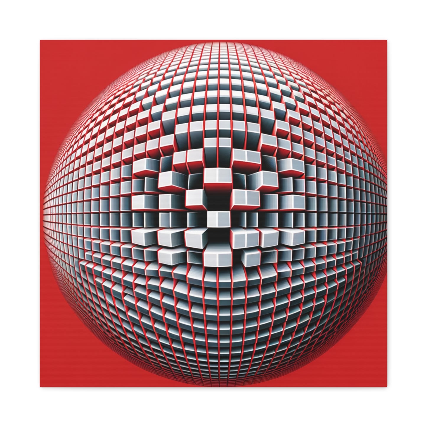 Red Geometric Sphere - Matte Canvas, Stretched, 1.25"