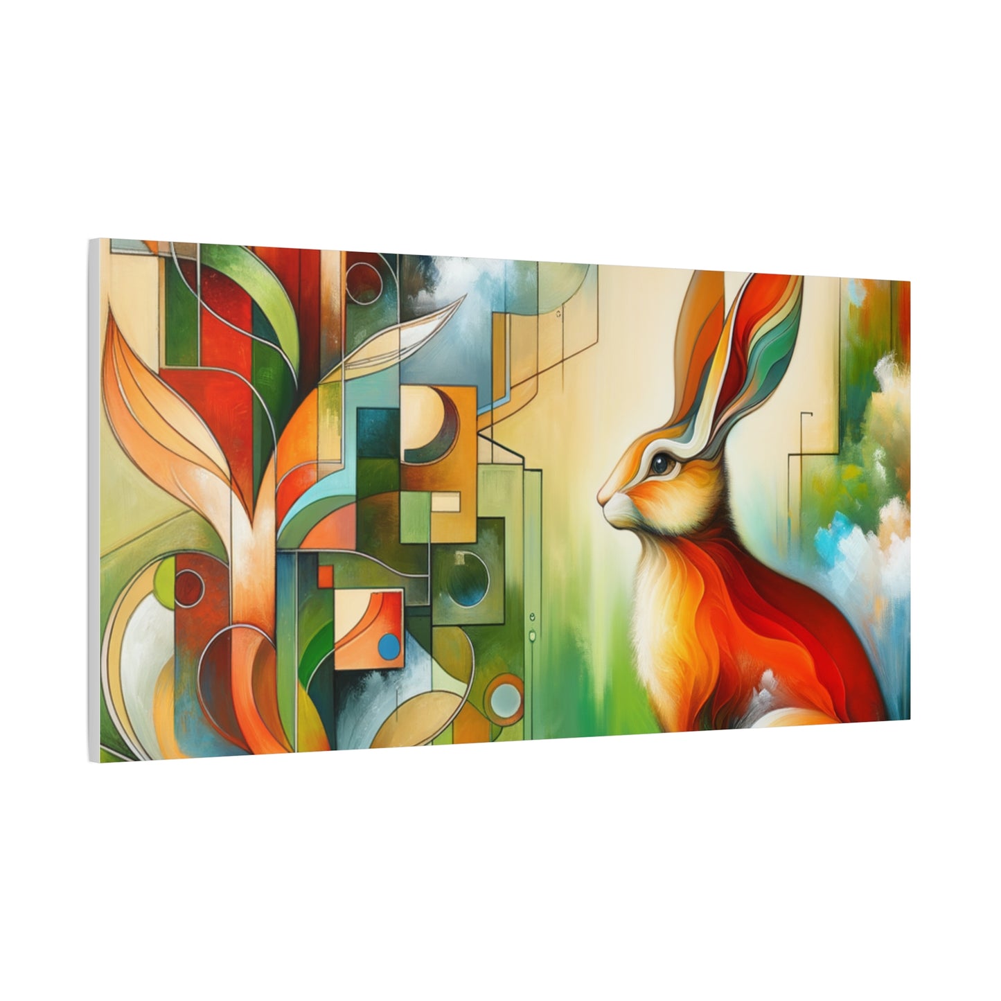 Geometric Rabbit Art - Matte Canvas, Stretched, 1.25"