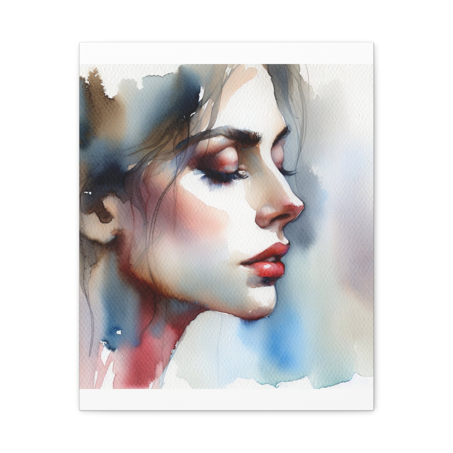 Matte Canvas 1.25" Stretched - Serene Watercolor Portrait