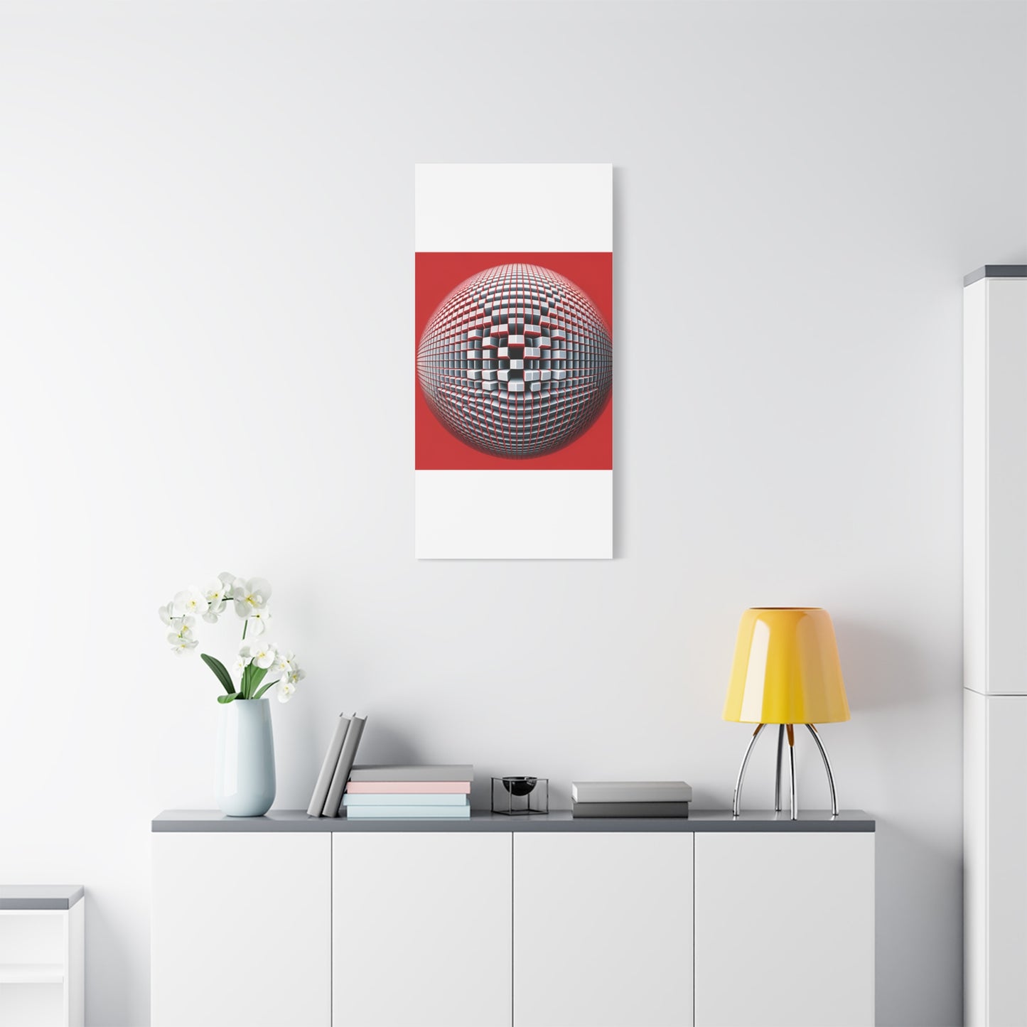 Red Geometric Sphere - Matte Canvas, Stretched, 1.25"