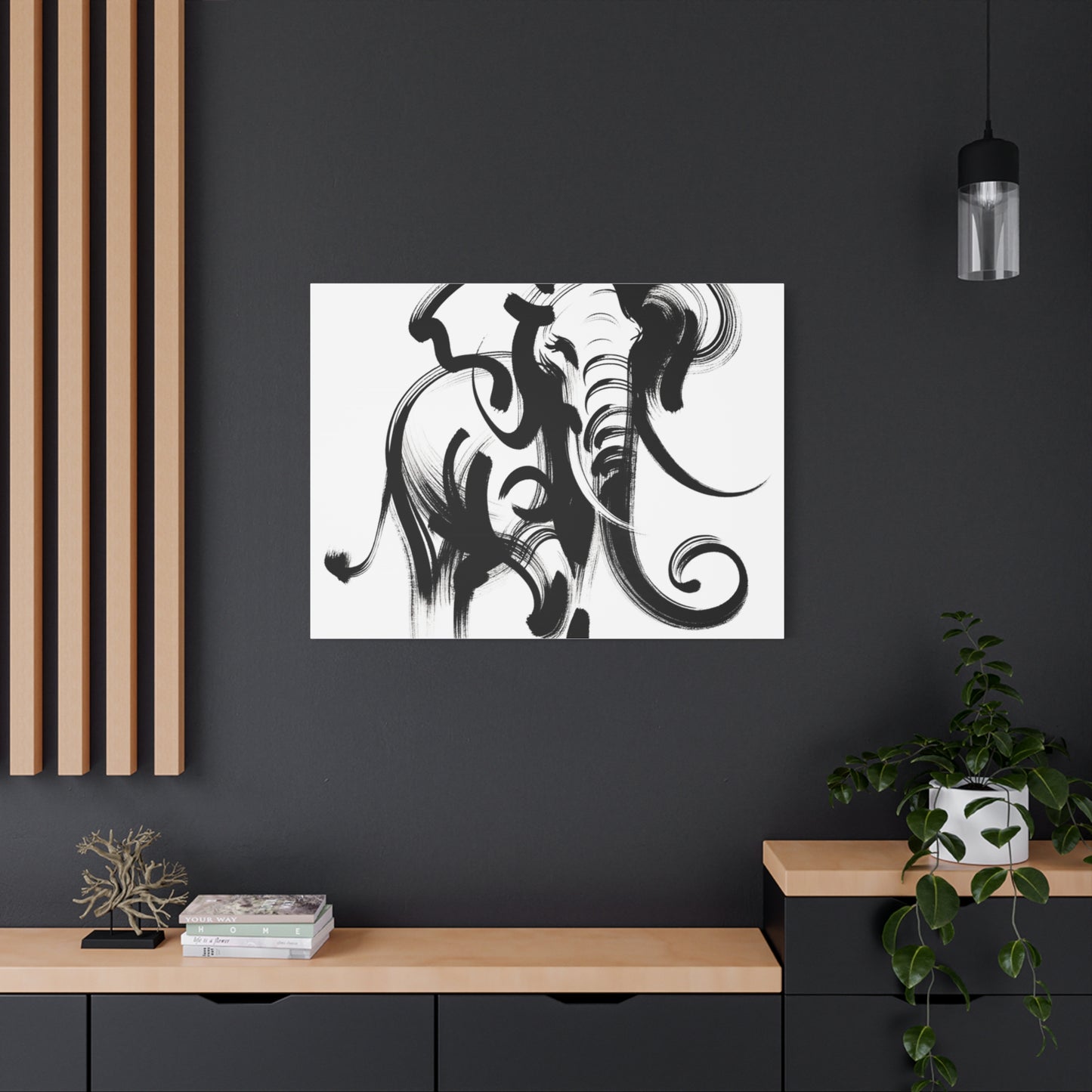 Elephant Ink Art - Matte Canvas, Stretched, 1.25"