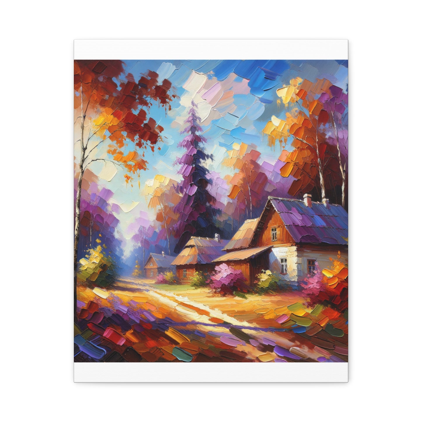 Autumn Cottage Scene - Matte Canvas, Stretched, 1.25"