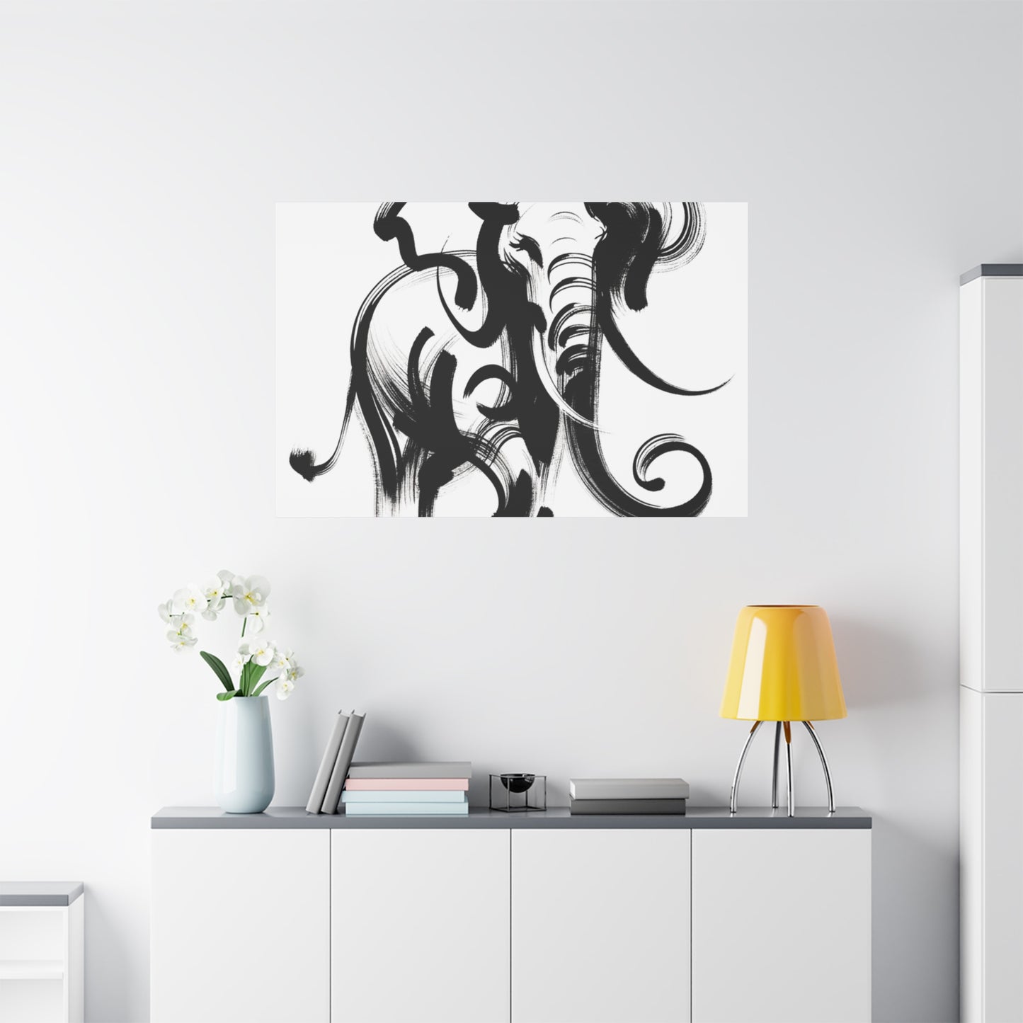 Elephant Ink Art - Matte Canvas, Stretched, 1.25"