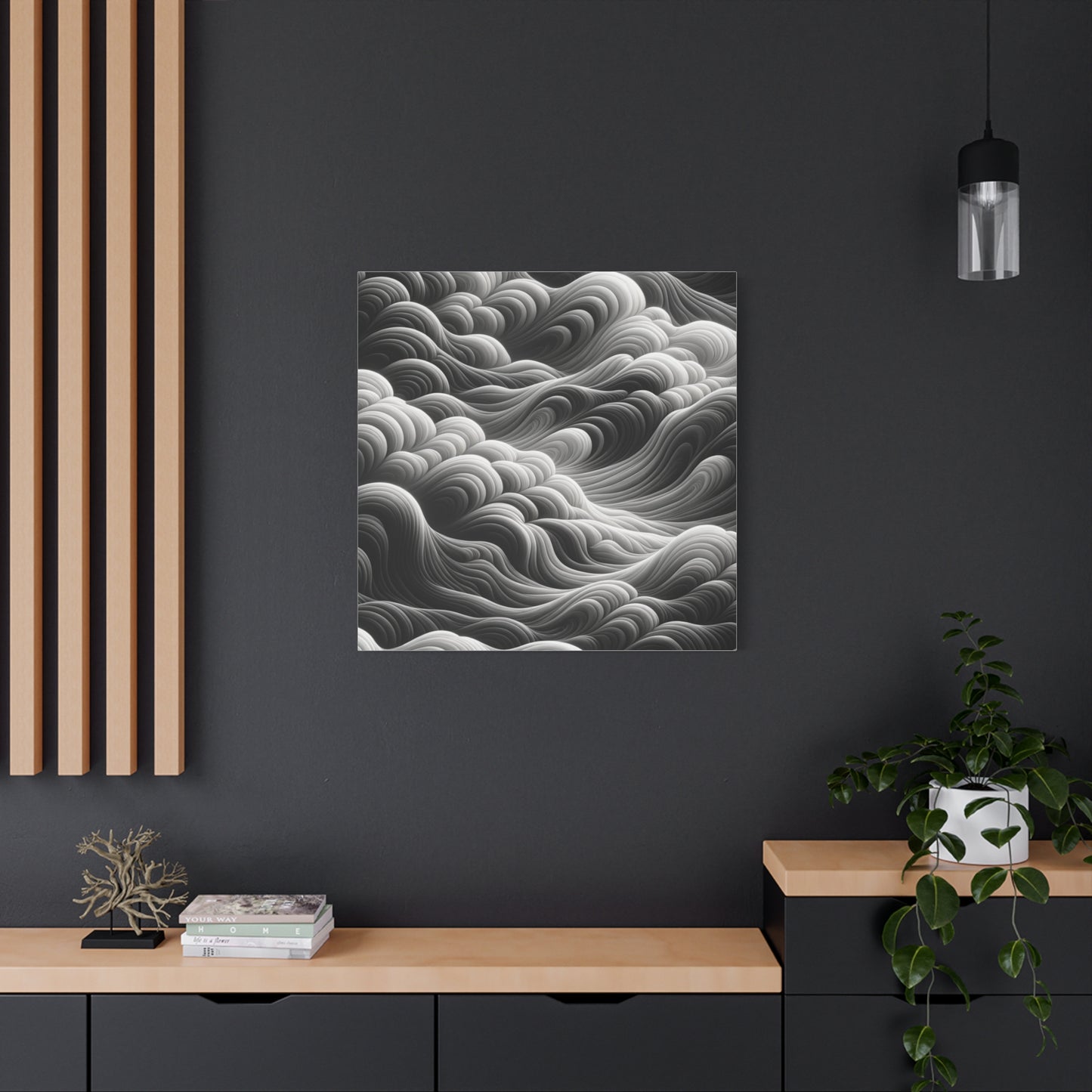 Monochrome Waves - Matte Canvas, Stretched, 1.25"