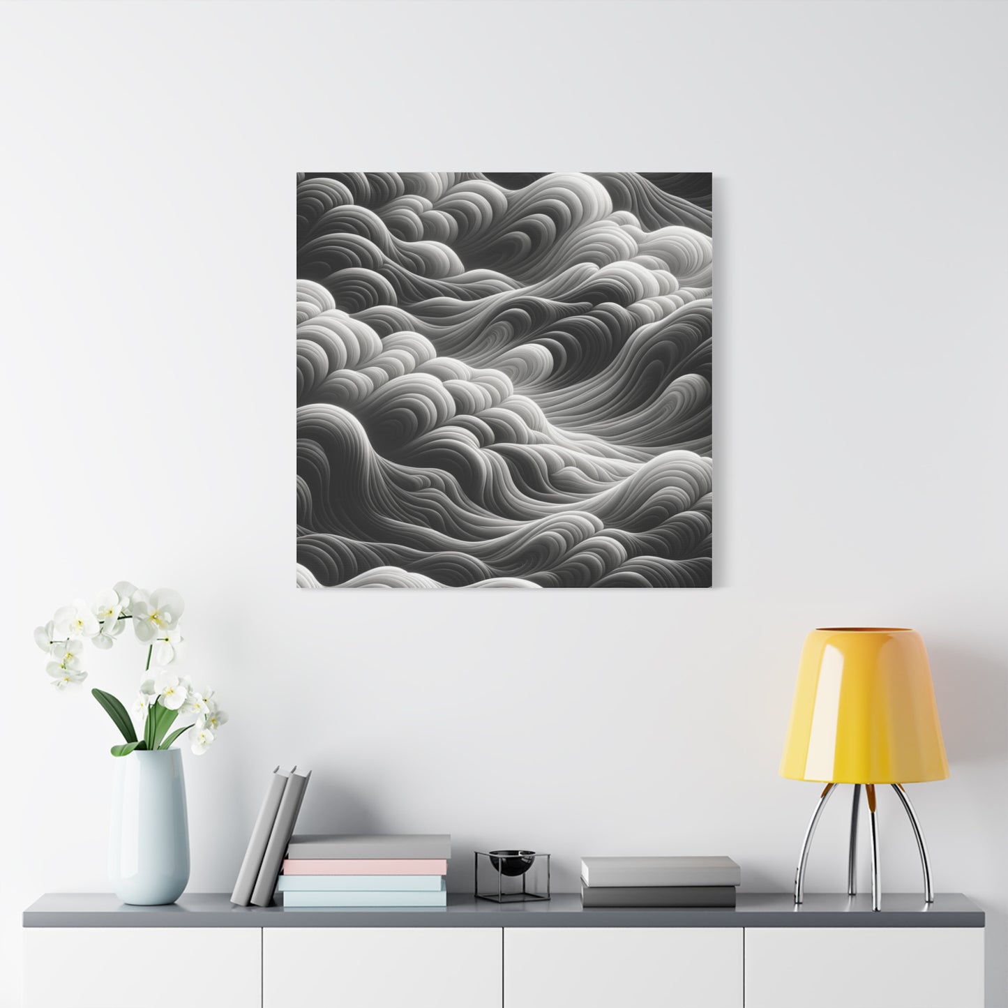 Monochrome Waves - Matte Canvas, Stretched, 1.25"