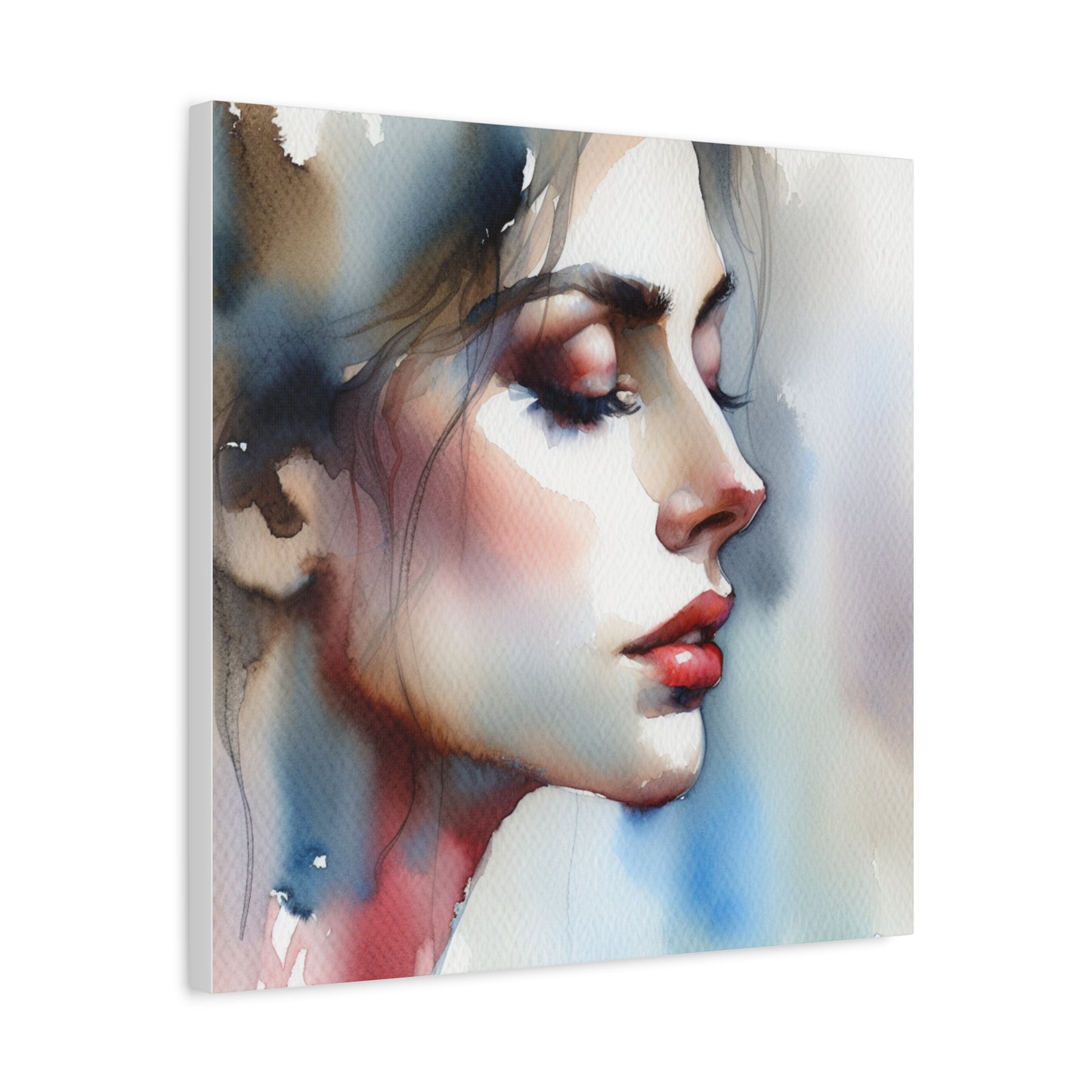 Matte Canvas 1.25" Stretched - Serene Watercolor Portrait