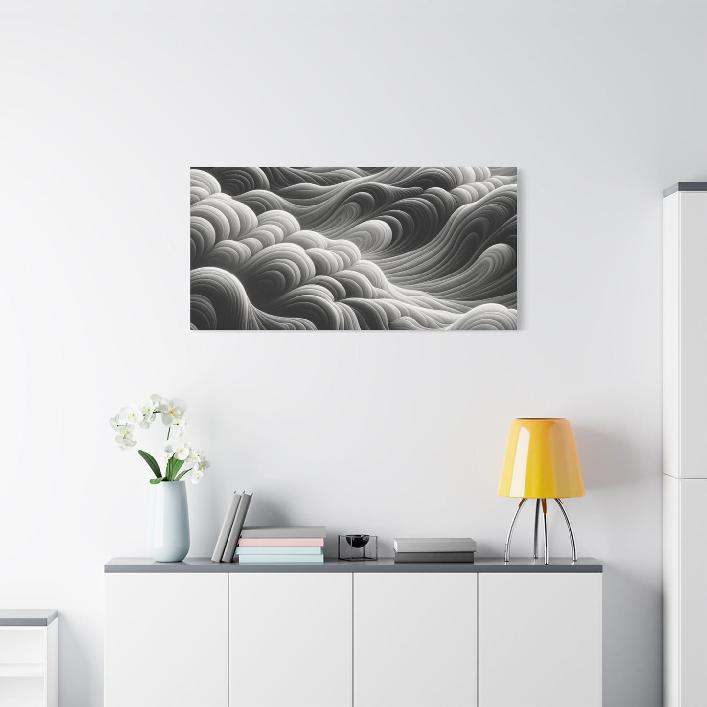 Monochrome Waves - Matte Canvas, Stretched, 1.25"