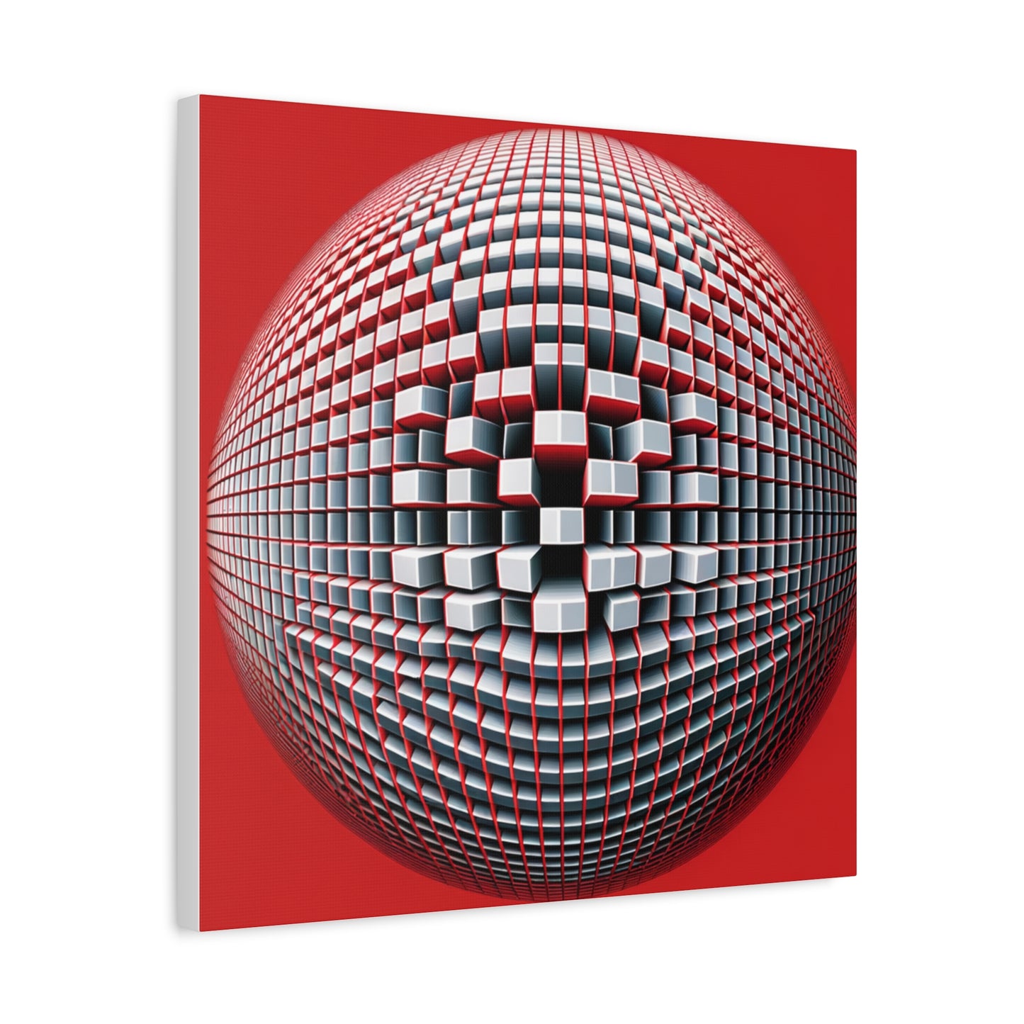 Red Geometric Sphere - Matte Canvas, Stretched, 1.25"