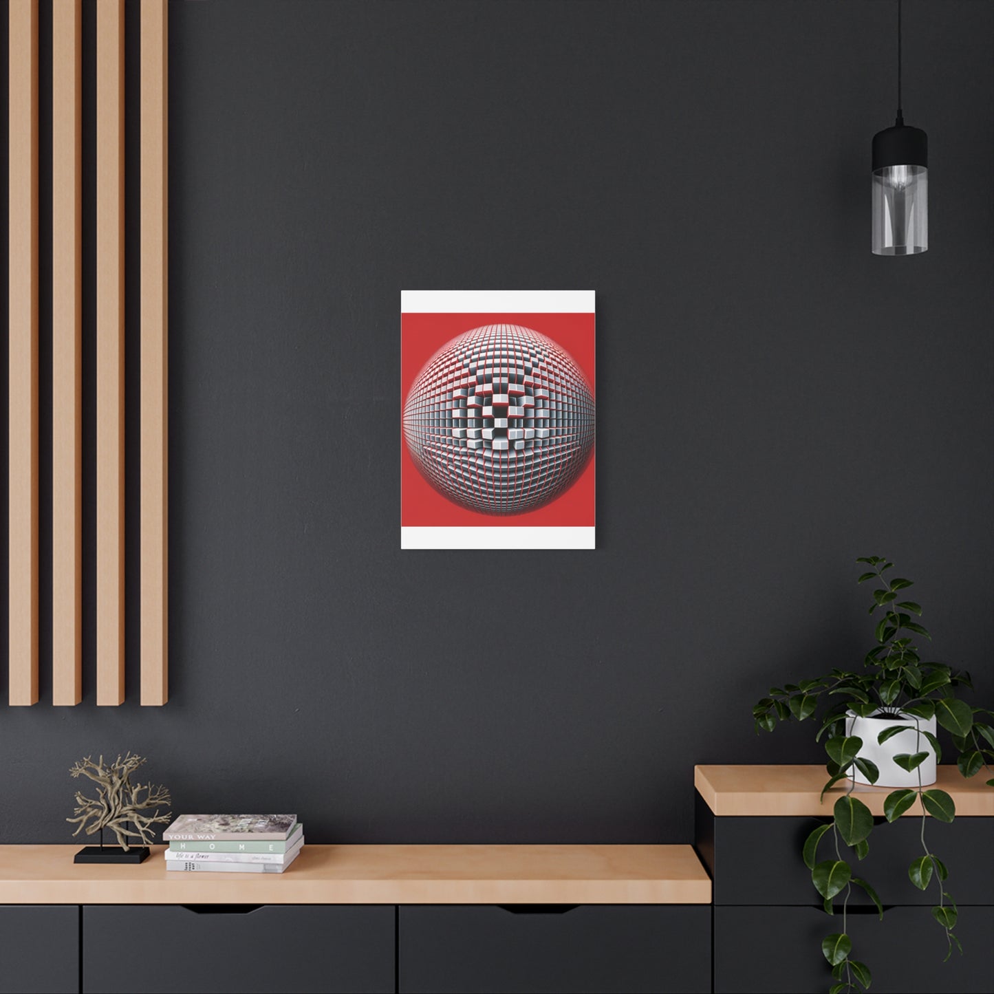 Red Geometric Sphere - Matte Canvas, Stretched, 1.25"