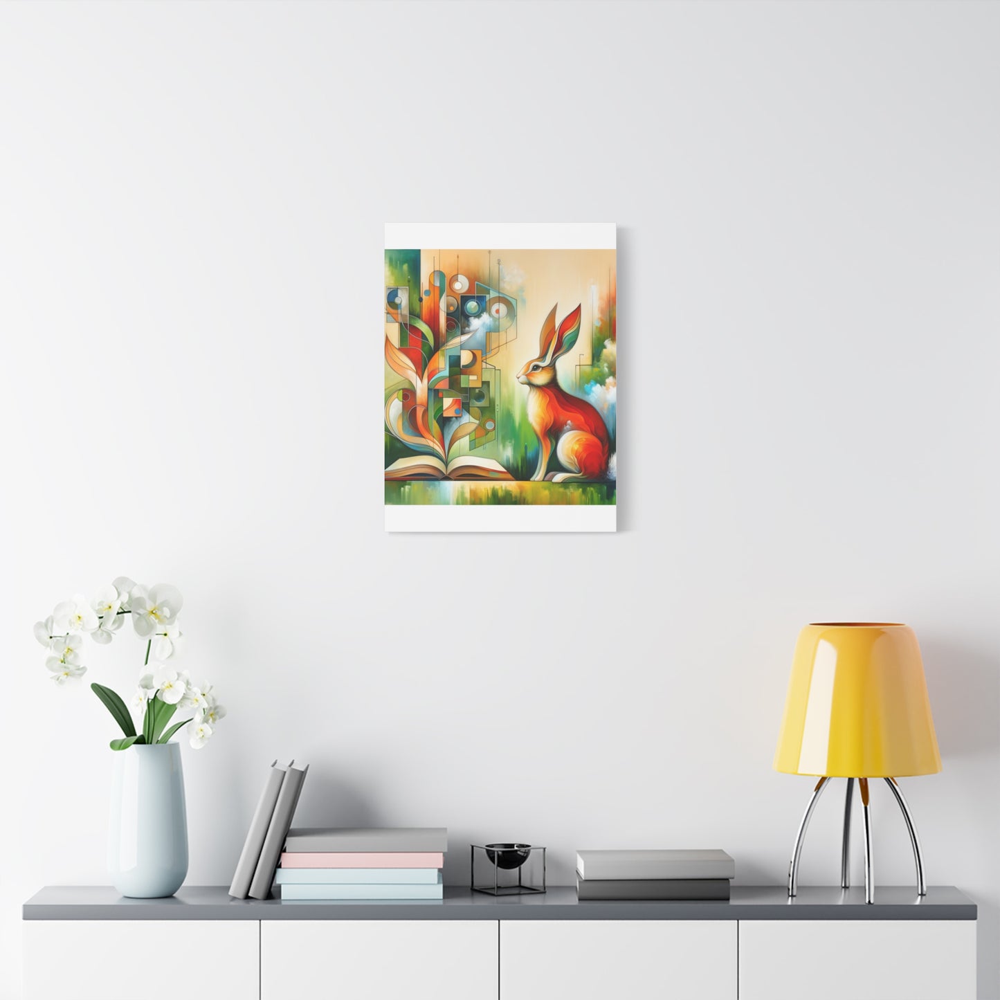 Geometric Rabbit Art - Matte Canvas, Stretched, 1.25"