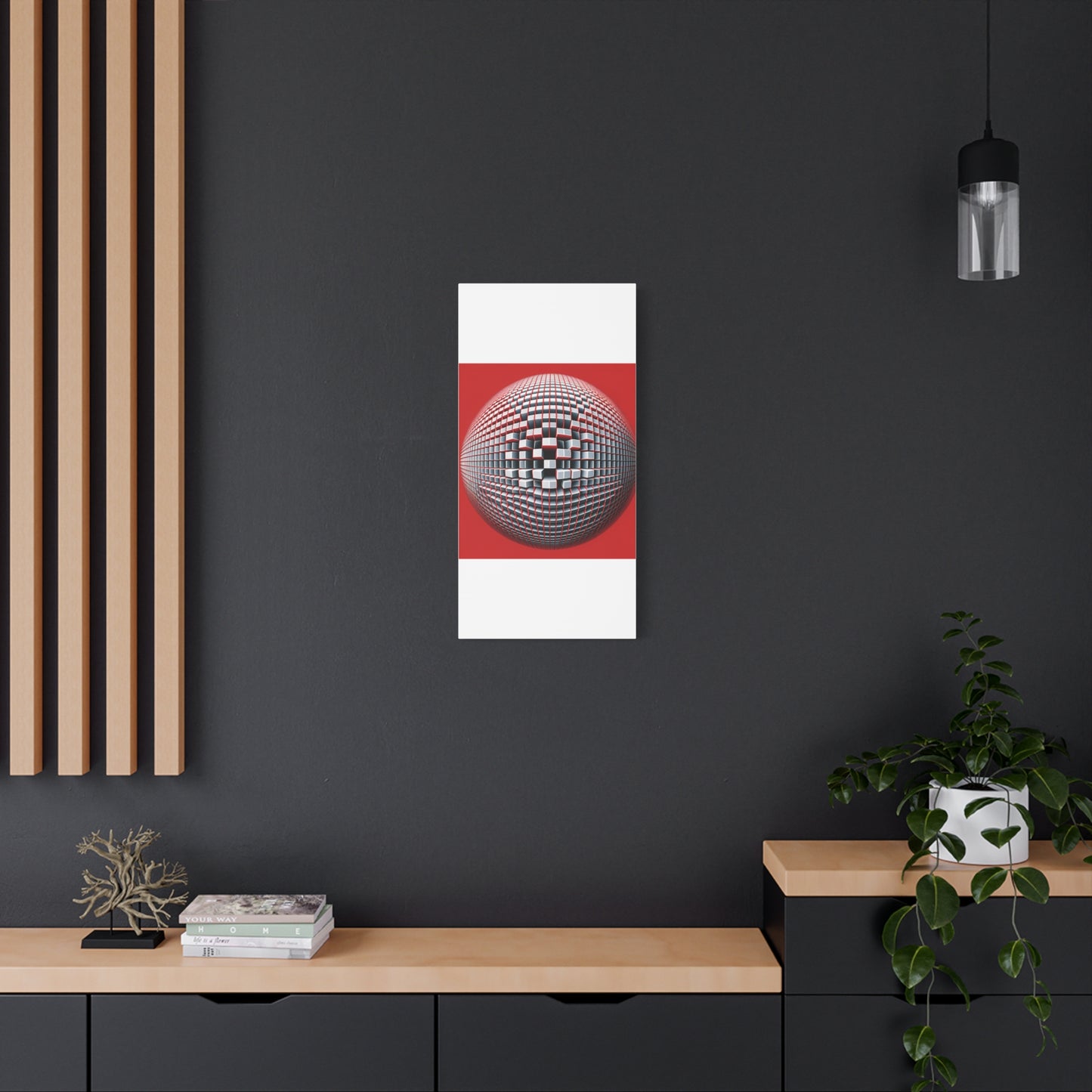 Red Geometric Sphere - Matte Canvas, Stretched, 1.25"