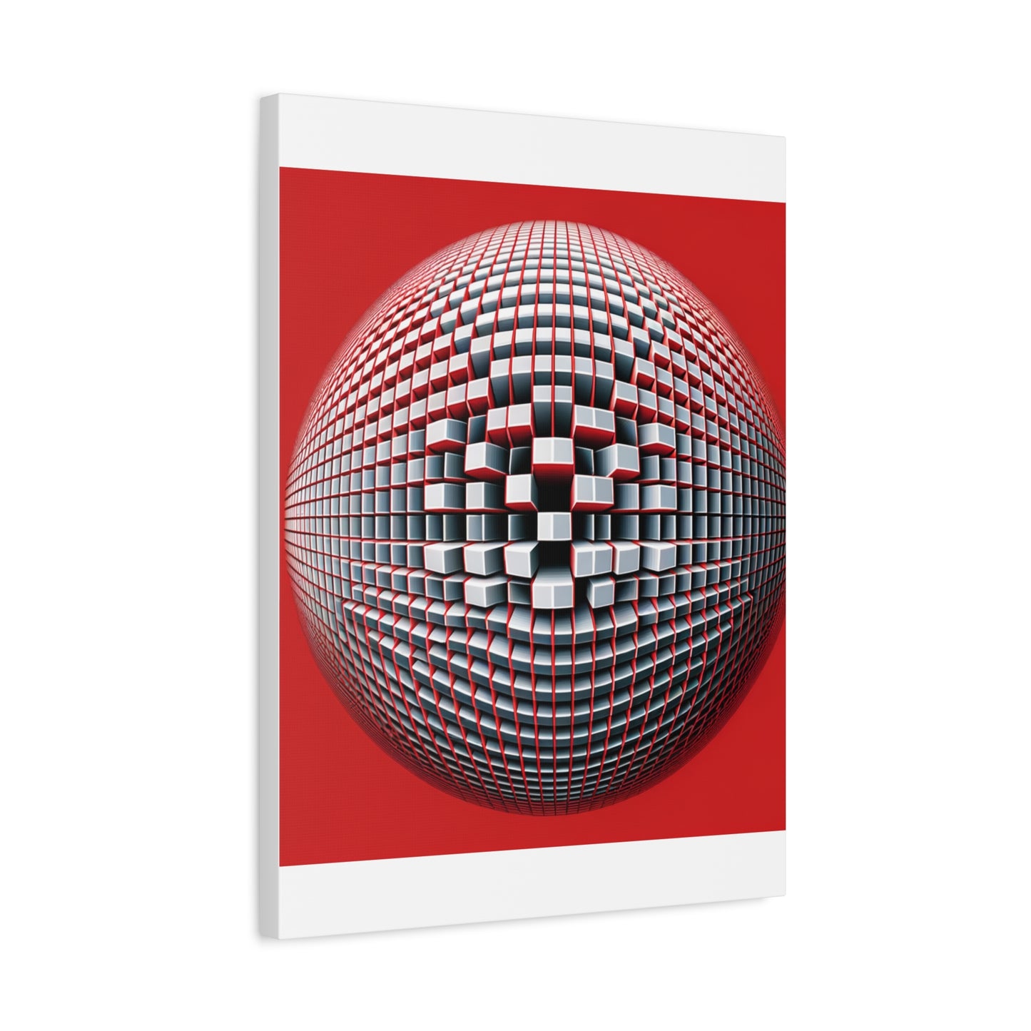 Red Geometric Sphere - Matte Canvas, Stretched, 1.25"