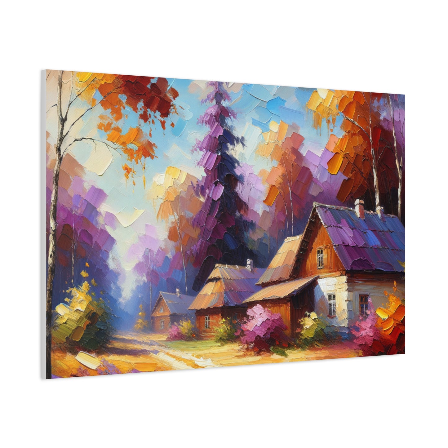 Autumn Cottage Scene - Matte Canvas, Stretched, 1.25"